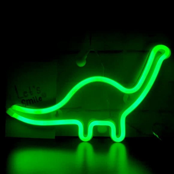 Neon Green Dinosaur Animal Kid/Teen Wall Room Party Birthday Gift Decor LEDLight - Picture 1 of 5